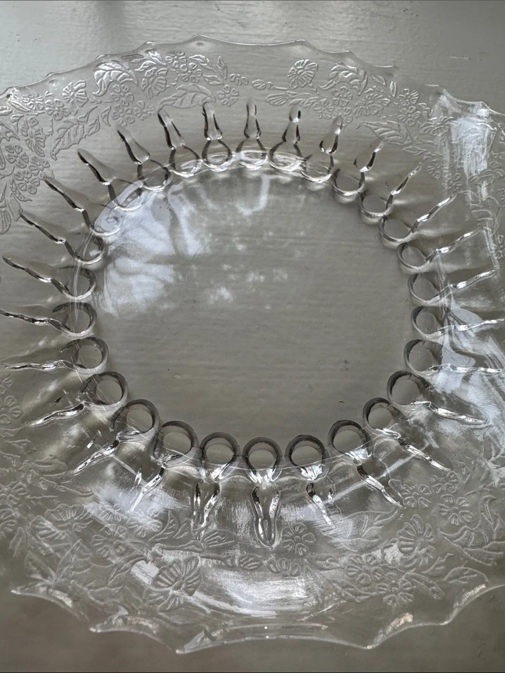 Clear Glass Serving Bowl with Decorative Handles
